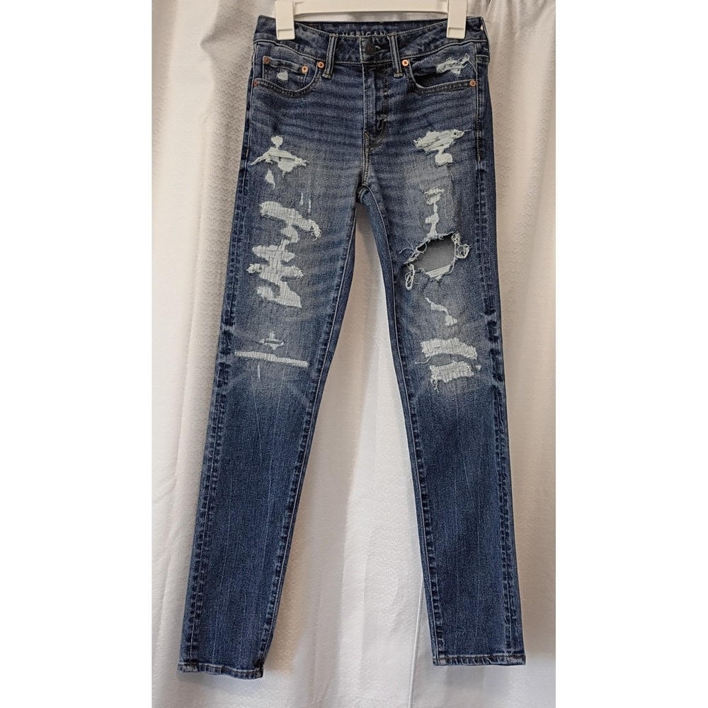 American Eagle Outfitters Air‎ Flex Distressed Skinny Stretch Jeans Women 28x32